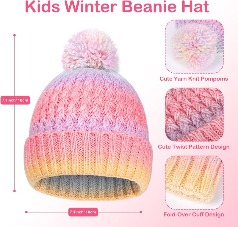 Peninpha Winter Hat for Kids Children, Girls Beanie with Pom Pom, Girls Accessories Knit Beanies Cap Age 7-12 - Image 3